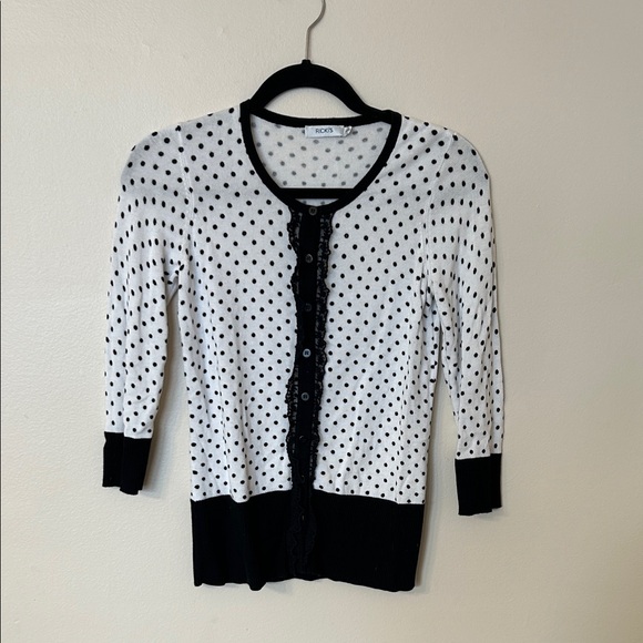 Ricki's Sweaters - Ricki's Black and White Polka Dot Cardigan
